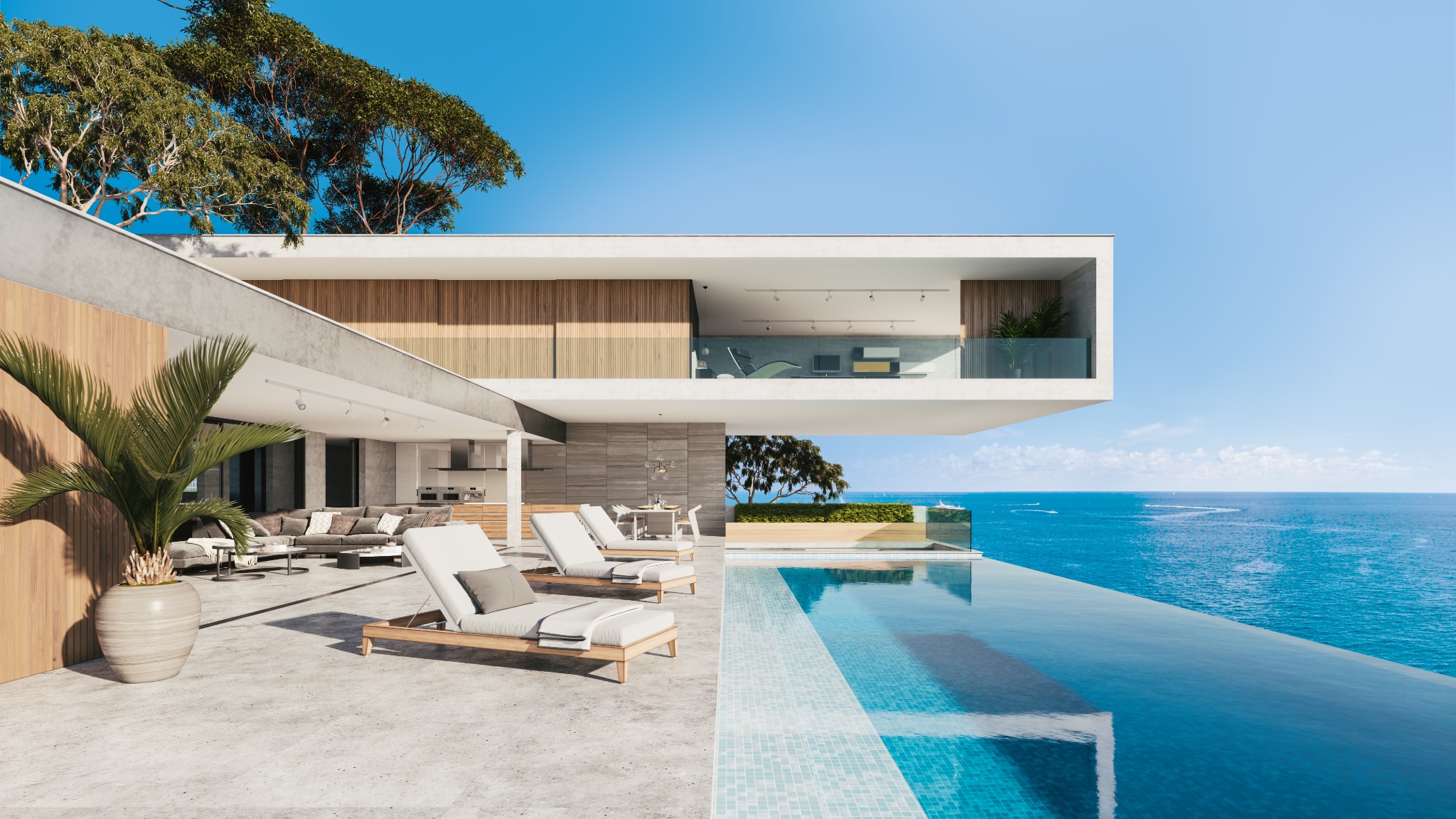 Modern oceanfront villa with an infinity pool